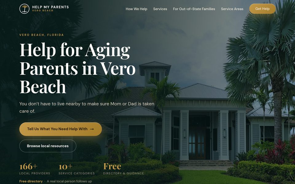 Help My Parents Vero Beach homepage screenshot